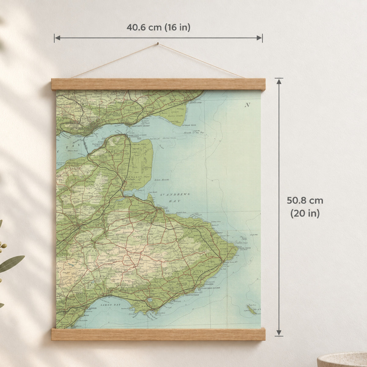 St Andrews historic map print, Bartholomew Half-Inch, 1903 — 16 × 20 in · portrait, Canvas, black hanger and Canvas, natural oak hanger and Canvas, white hanger and Fine art paper, black hanger and Fine art paper, natural oak hanger and Fine art paper, no hanger and Fine art paper, white hanger, hanger front mockup