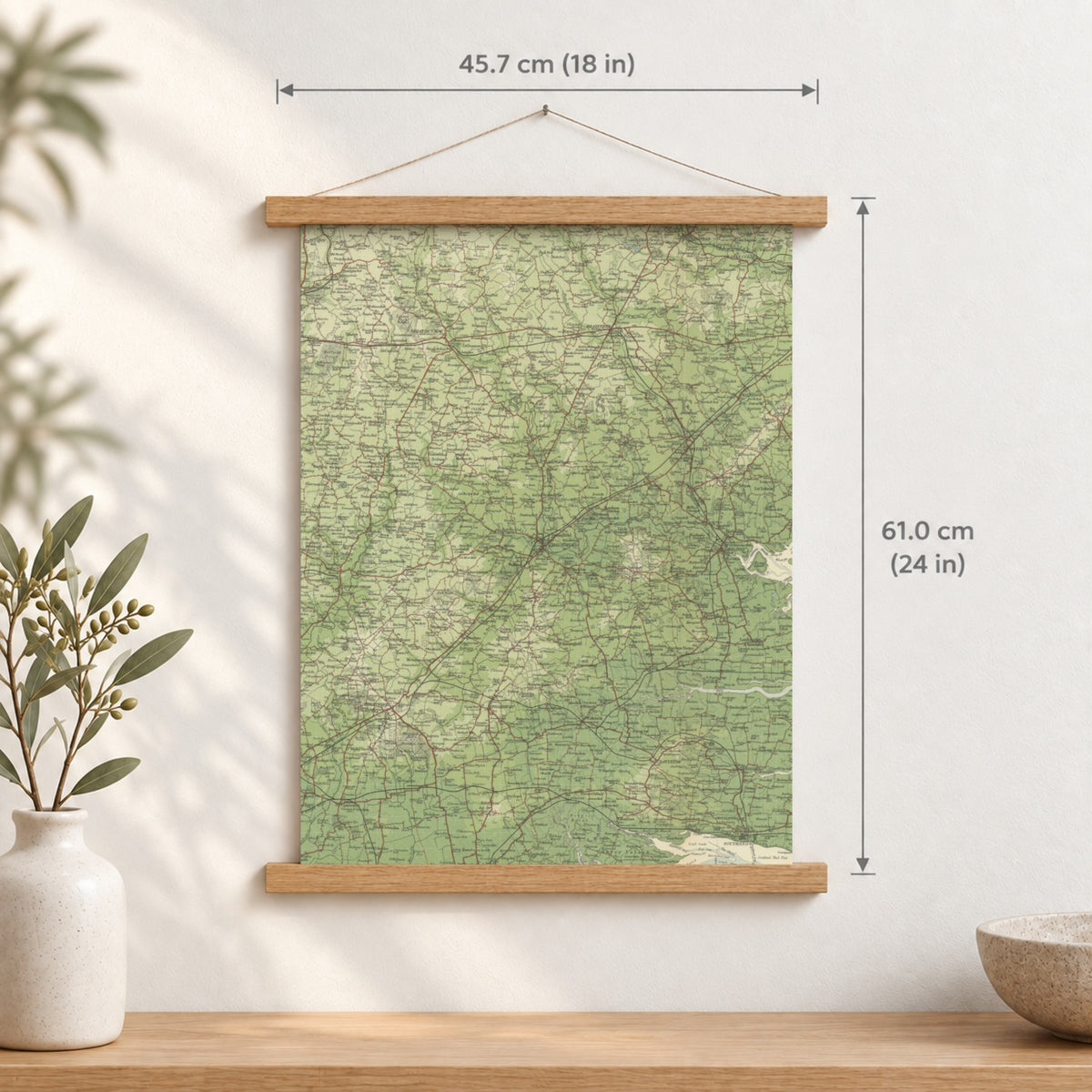 Chelmsford historic map print, Bartholomew Half-Inch, 1903 — 18 × 24 in · portrait, Canvas, black hanger and Canvas, natural oak hanger and Canvas, white hanger and Fine art paper, black hanger and Fine art paper, natural oak hanger and Fine art paper, no hanger and Fine art paper, white hanger, hanger front mockup