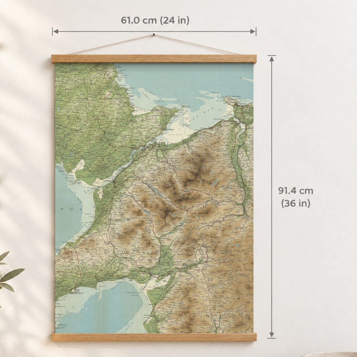 Bangor historic map print, Bartholomew Half-Inch, 1904 — 24 × 36 in · portrait, Canvas, black hanger and Canvas, natural oak hanger and Canvas, white hanger and Fine art paper, black hanger and Fine art paper, natural oak hanger and Fine art paper, no hanger and Fine art paper, white hanger, hanger front mockup