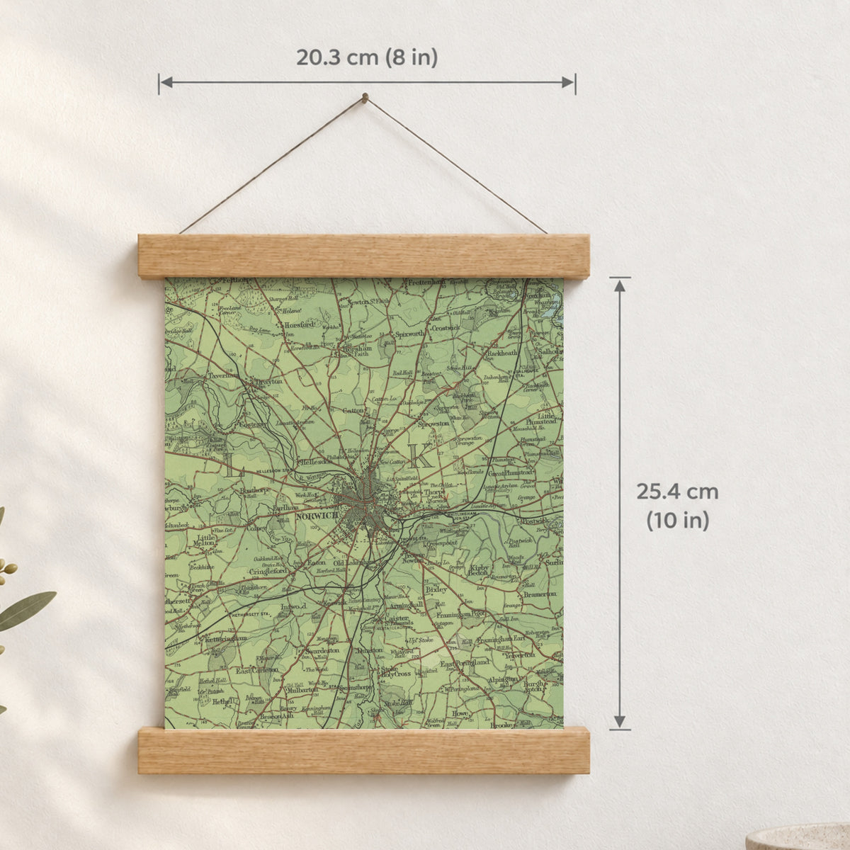 Norwich historic map print, Bartholomew Half-Inch, 1903 — 8 × 10 in · portrait, Canvas, black hanger and Canvas, natural oak hanger and Canvas, white hanger and Fine art paper, black hanger and Fine art paper, natural oak hanger and Fine art paper, no hanger and Fine art paper, white hanger, hanger front mockup