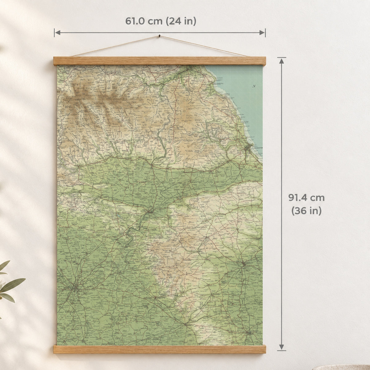 York historic map print, Bartholomew Half-Inch, 1903 — 24 × 36 in · portrait, Canvas, black hanger and Canvas, natural oak hanger and Canvas, white hanger and Fine art paper, black hanger and Fine art paper, natural oak hanger and Fine art paper, no hanger and Fine art paper, white hanger, hanger front mockup