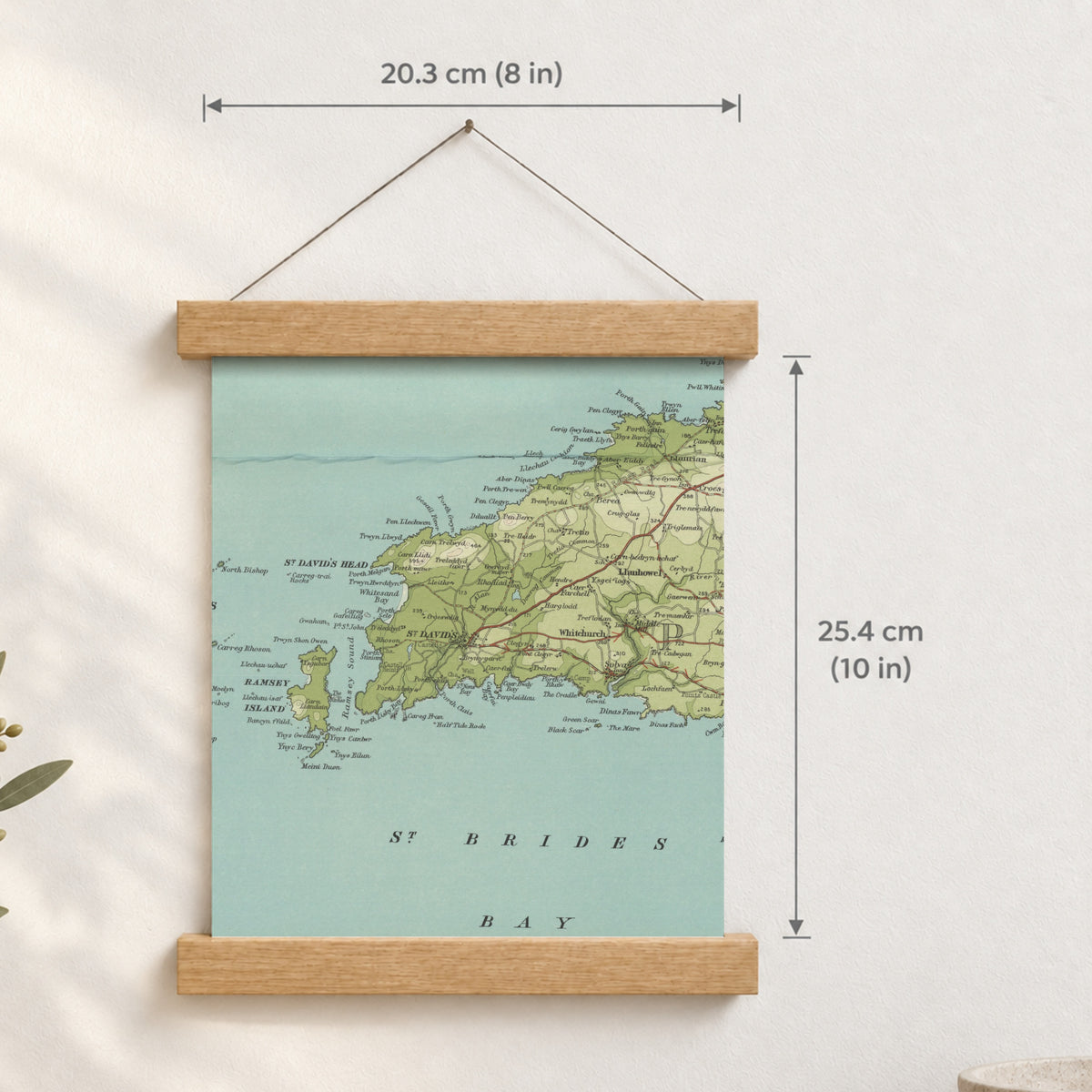 St Davids historic map print, Bartholomew Half-Inch, 1903 — 8 × 10 in · portrait, Canvas, black hanger and Canvas, natural oak hanger and Canvas, white hanger and Fine art paper, black hanger and Fine art paper, natural oak hanger and Fine art paper, no hanger and Fine art paper, white hanger, hanger front mockup