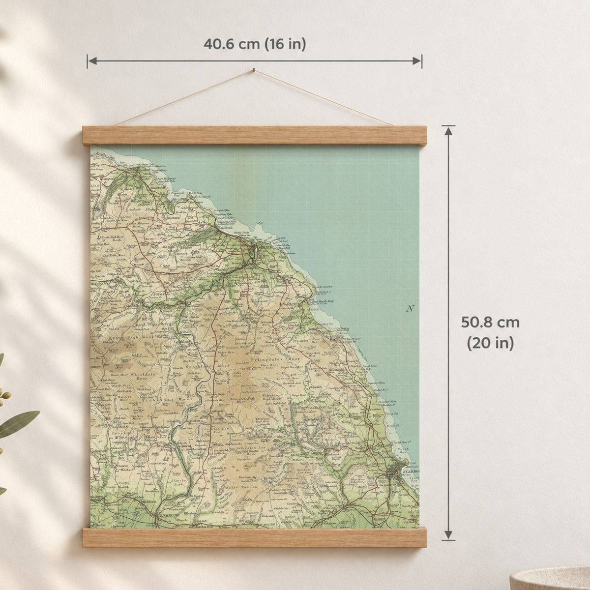 Whitby historic map print, Bartholomew Half-Inch, 1903 — 16 × 20 in · portrait, Canvas, black hanger and Canvas, natural oak hanger and Canvas, white hanger and Fine art paper, black hanger and Fine art paper, natural oak hanger and Fine art paper, no hanger and Fine art paper, white hanger, hanger front mockup