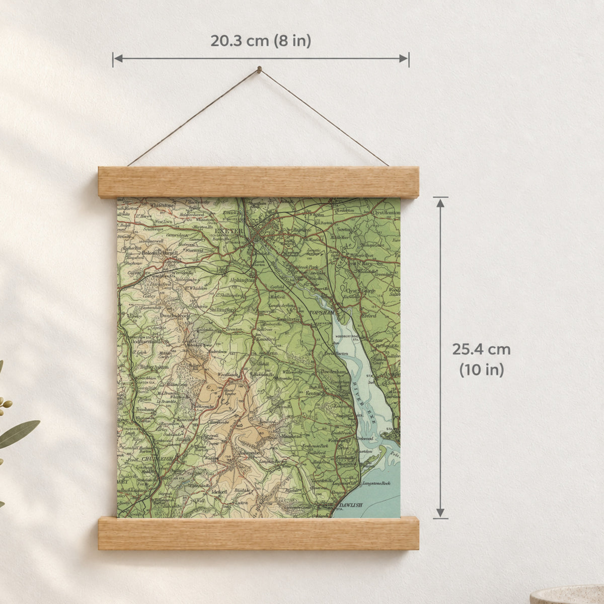 Exeter historic map print, Bartholomew Half-Inch, 1903 — 8 × 10 in · portrait, Canvas, black hanger and Canvas, natural oak hanger and Canvas, white hanger and Fine art paper, black hanger and Fine art paper, natural oak hanger and Fine art paper, no hanger and Fine art paper, white hanger, hanger front mockup