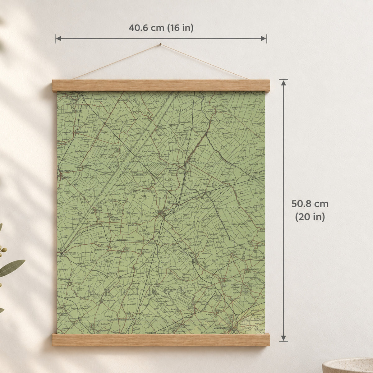 Ely historic map print, Bartholomew Half-Inch, 1902 — 16 × 20 in · portrait, Canvas, black hanger and Canvas, natural oak hanger and Canvas, white hanger and Fine art paper, black hanger and Fine art paper, natural oak hanger and Fine art paper, no hanger and Fine art paper, white hanger, hanger front mockup