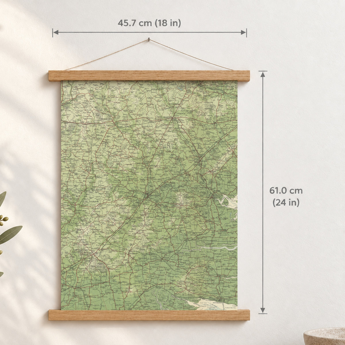 Chelmsford historic map print, Bartholomew Half-Inch, 1903 — 18 × 24 in · portrait, Canvas, black hanger and Canvas, natural oak hanger and Canvas, white hanger and Fine art paper, black hanger and Fine art paper, natural oak hanger and Fine art paper, no hanger and Fine art paper, white hanger, hanger front mockup