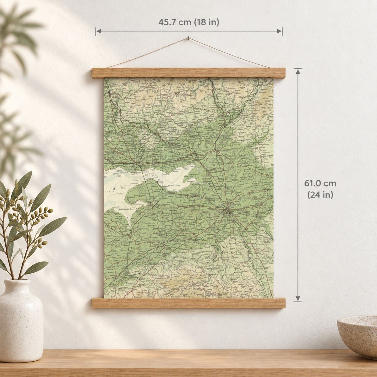 Carlisle historic map print, Bartholomew Half-Inch, 1903 — 18 × 24 in · portrait, Canvas, black hanger and Canvas, natural oak hanger and Canvas, white hanger and Fine art paper, black hanger and Fine art paper, natural oak hanger and Fine art paper, no hanger and Fine art paper, white hanger, hanger front mockup