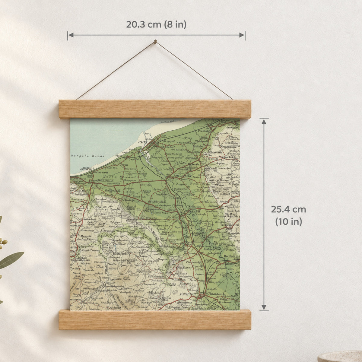 St Asaph historic map print, Bartholomew Half-Inch, 1904 — 8 × 10 in · portrait, Canvas, black hanger and Canvas, natural oak hanger and Canvas, white hanger and Fine art paper, black hanger and Fine art paper, natural oak hanger and Fine art paper, no hanger and Fine art paper, white hanger, hanger front mockup