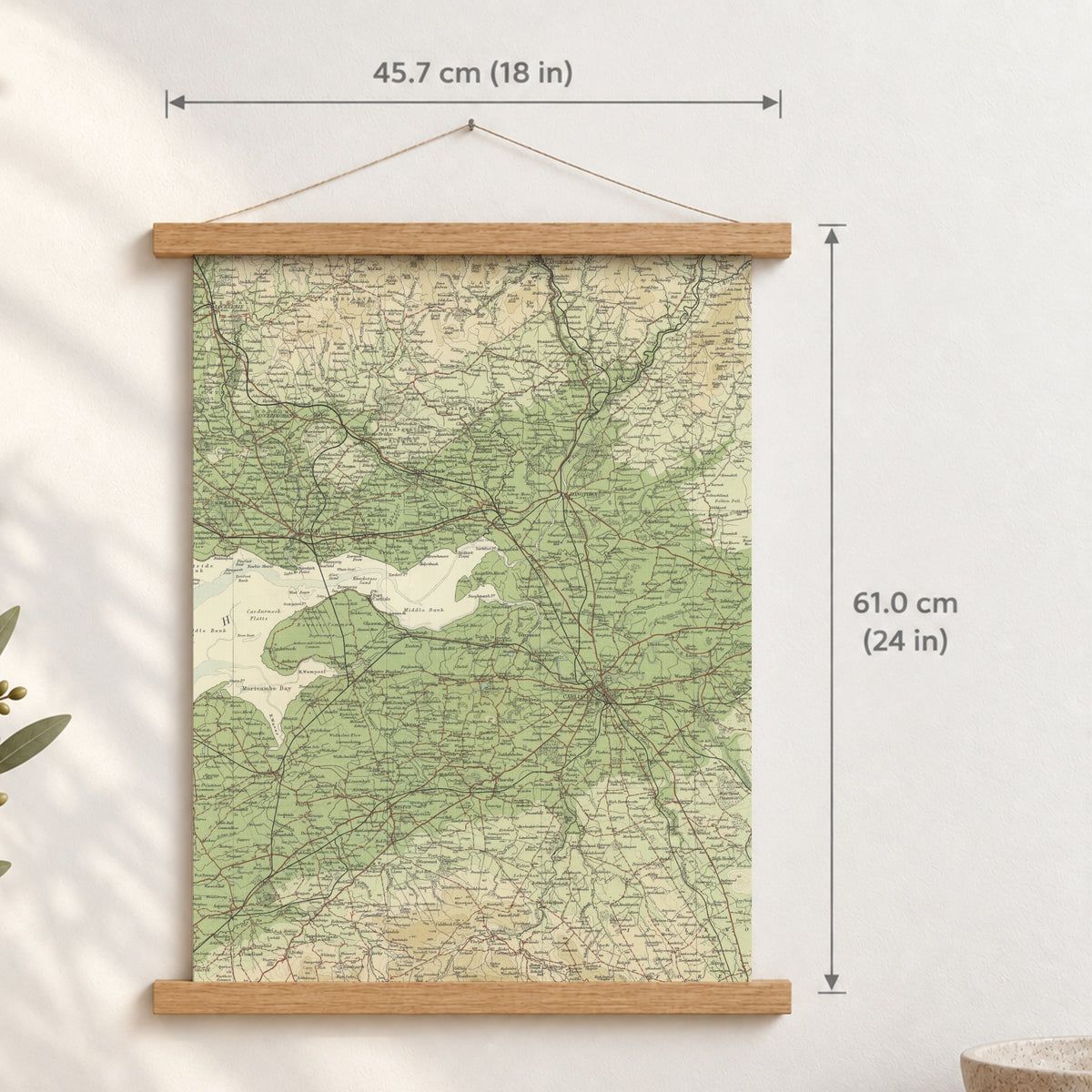 Carlisle historic map print, Bartholomew Half-Inch, 1903 — 18 × 24 in · portrait, Canvas, black hanger and Canvas, natural oak hanger and Canvas, white hanger and Fine art paper, black hanger and Fine art paper, natural oak hanger and Fine art paper, no hanger and Fine art paper, white hanger, hanger front mockup