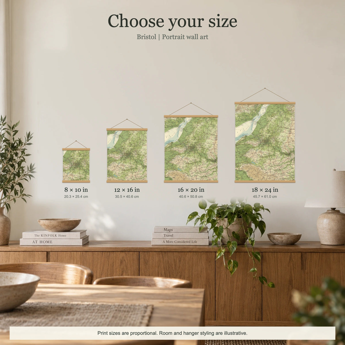 Bristol historic map print, Bartholomew Half-Inch, 1904 — 8 × 10 in · portrait, Canvas, black hanger and Canvas, natural oak hanger and Canvas, white hanger and Fine art paper, black hanger and Fine art paper, natural oak hanger and Fine art paper, no hanger and Fine art paper, white hanger, size room mockup portrait