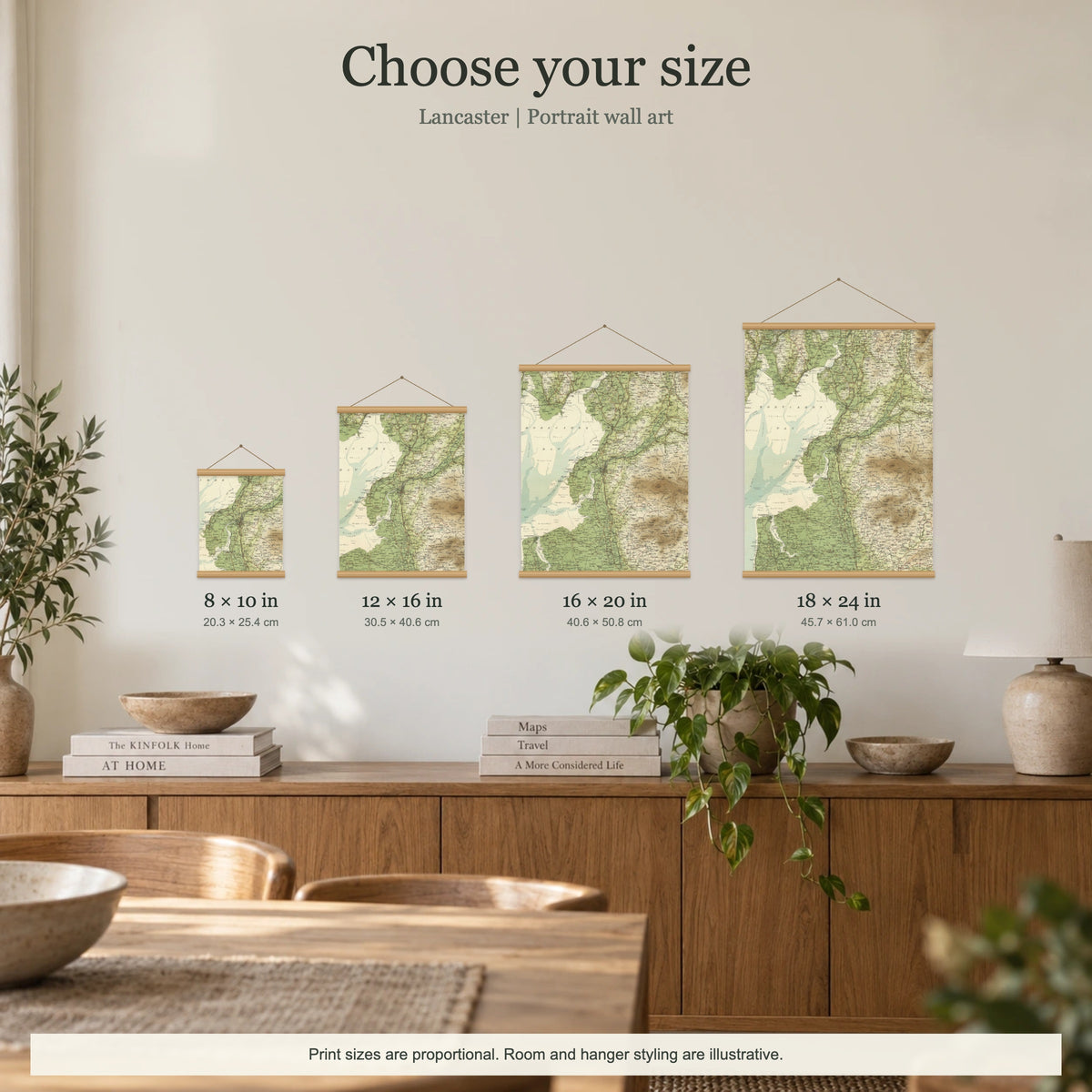 Lancaster historic map print, Bartholomew Half-Inch, 1905 — 8 × 10 in · portrait, Canvas, black hanger and Canvas, natural oak hanger and Canvas, white hanger and Fine art paper, black hanger and Fine art paper, natural oak hanger and Fine art paper, no hanger and Fine art paper, white hanger, size room mockup portrait