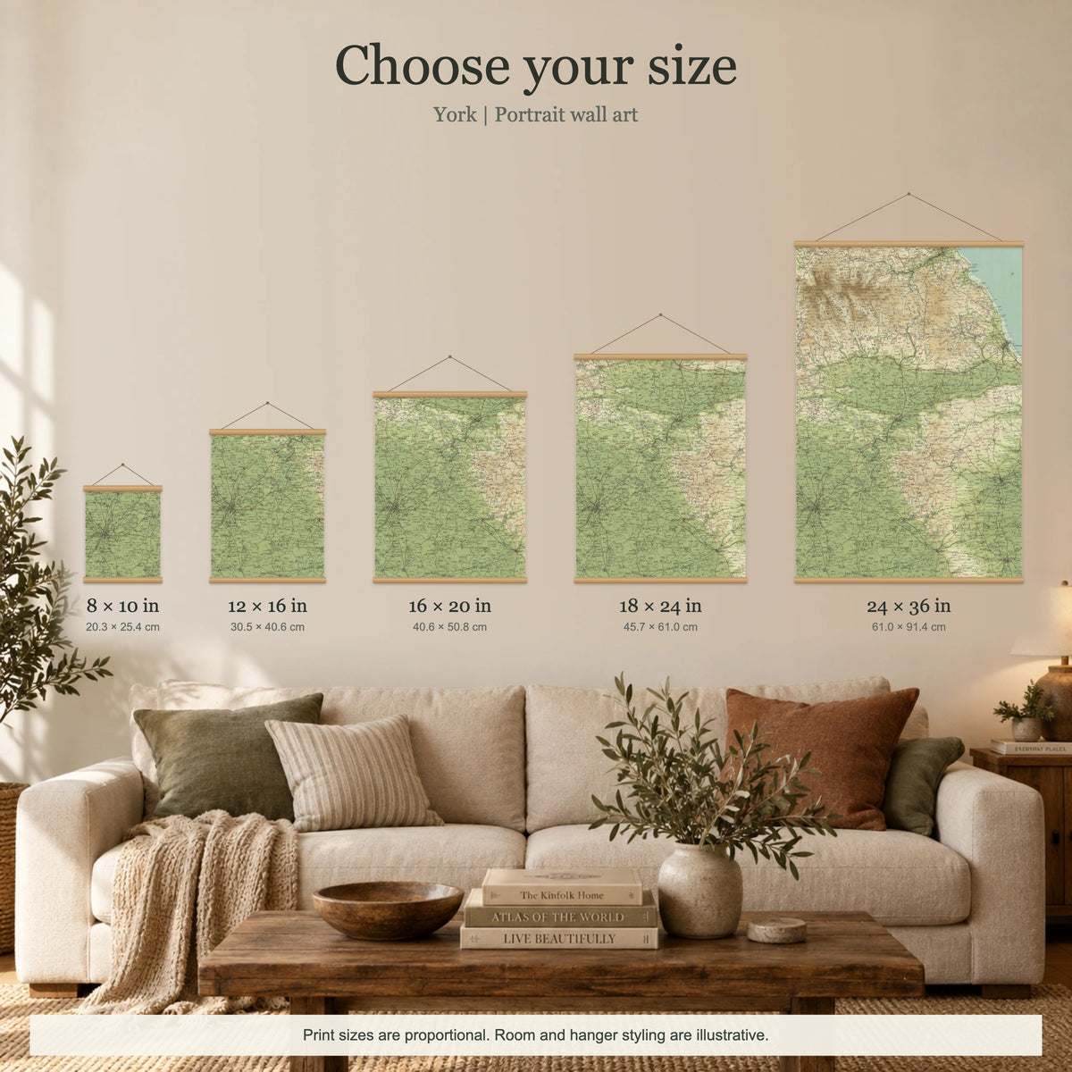 York historic map print, Bartholomew Half-Inch, 1903 — 8 × 10 in · portrait, Canvas, black hanger and Canvas, natural oak hanger and Canvas, white hanger and Fine art paper, black hanger and Fine art paper, natural oak hanger and Fine art paper, no hanger and Fine art paper, white hanger, size room mockup portrait