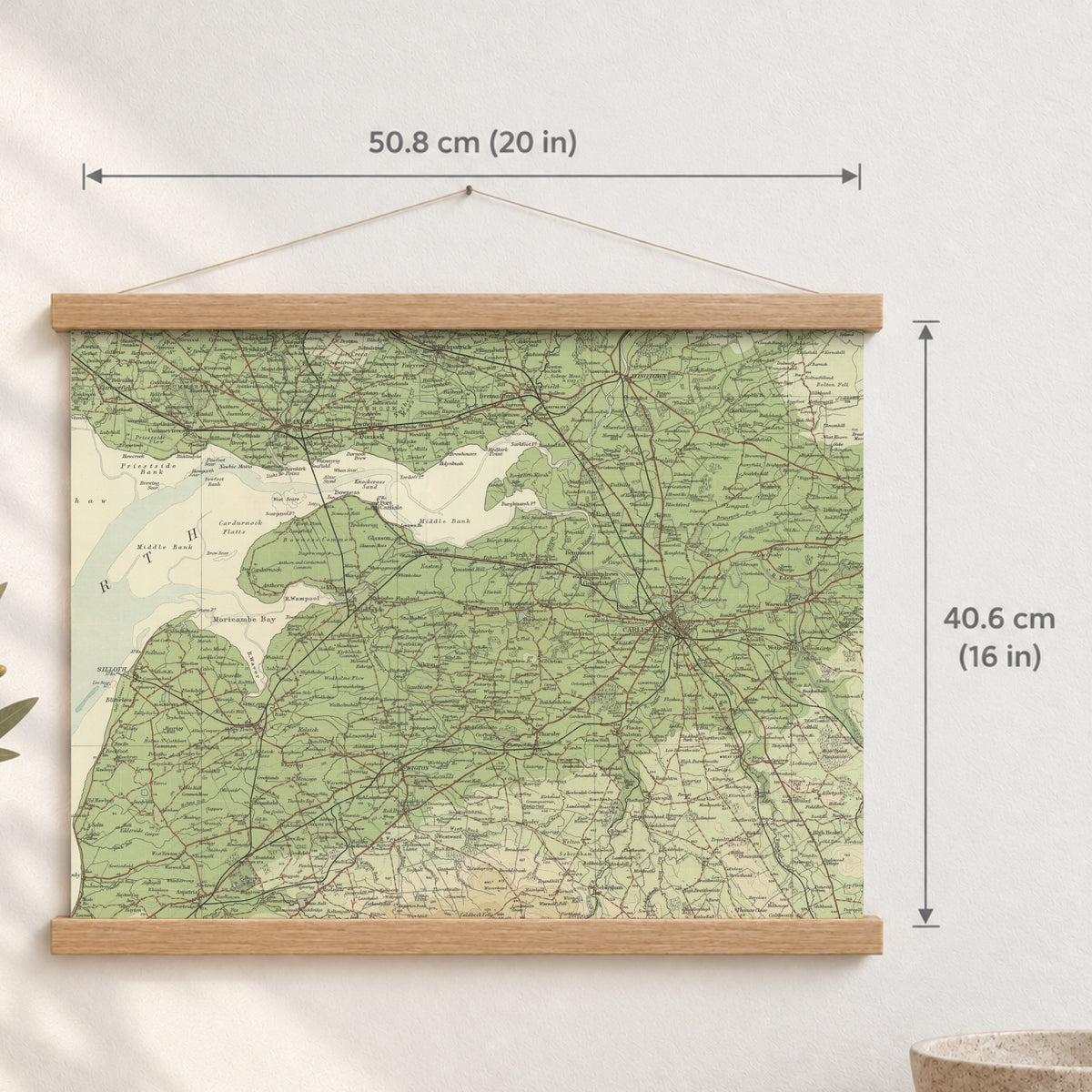 Carlisle historic map print, Bartholomew Half-Inch, 1903 — 20 × 16 in · landscape, Canvas, black hanger and Canvas, natural oak hanger and Canvas, white hanger and Fine art paper, black hanger and Fine art paper, natural oak hanger and Fine art paper, no hanger and Fine art paper, white hanger, hanger front mockup