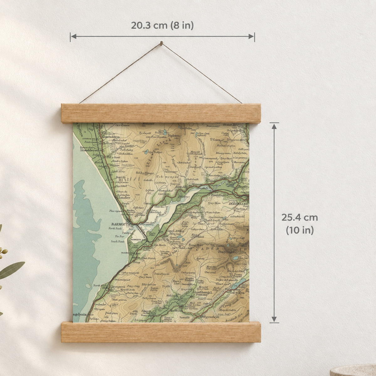 Barmouth historic map print, Bartholomew Half-Inch, 1905 — 8 × 10 in · portrait, Canvas, black hanger and Canvas, natural oak hanger and Canvas, white hanger and Fine art paper, black hanger and Fine art paper, natural oak hanger and Fine art paper, no hanger and Fine art paper, white hanger, hanger front mockup