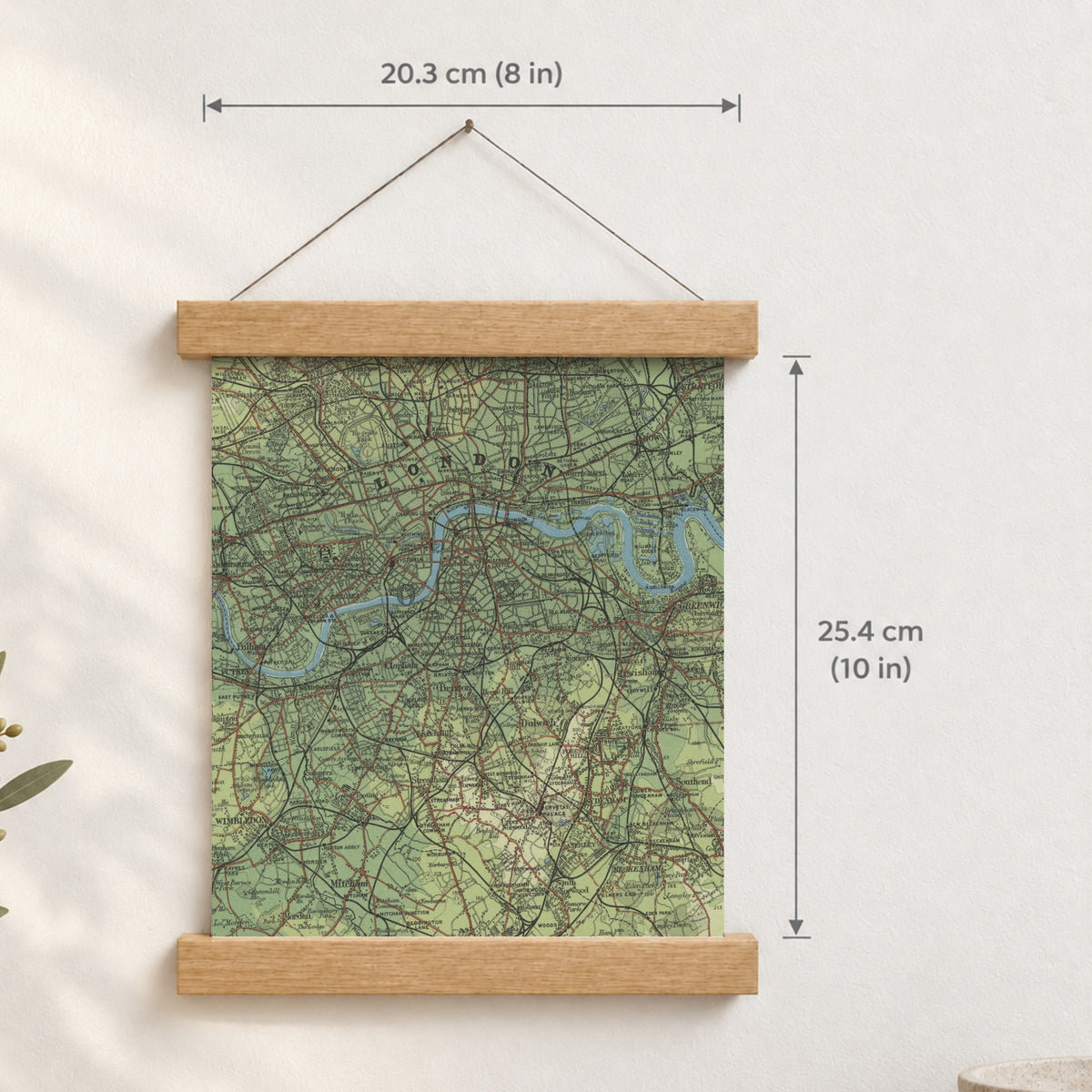 London historic map print, Bartholomew Half-Inch, 1903 — 8 × 10 in · portrait, Canvas, black hanger and Canvas, natural oak hanger and Canvas, white hanger and Fine art paper, black hanger and Fine art paper, natural oak hanger and Fine art paper, no hanger and Fine art paper, white hanger, hanger front mockup