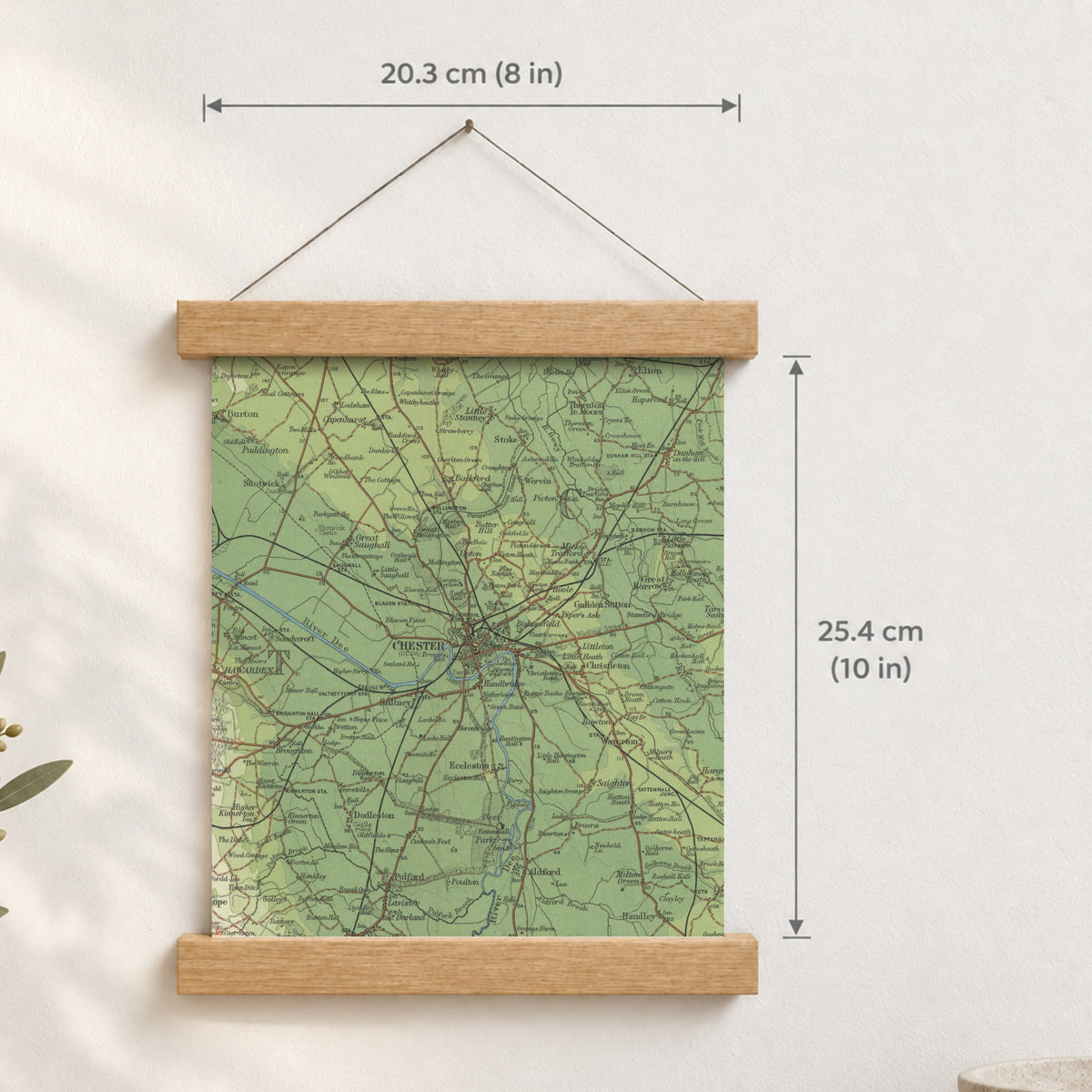 Chester historic map print, Bartholomew Half-Inch, 1902 — 8 × 10 in · portrait, Canvas, black hanger and Canvas, natural oak hanger and Canvas, white hanger and Fine art paper, black hanger and Fine art paper, natural oak hanger and Fine art paper, no hanger and Fine art paper, white hanger, hanger front mockup