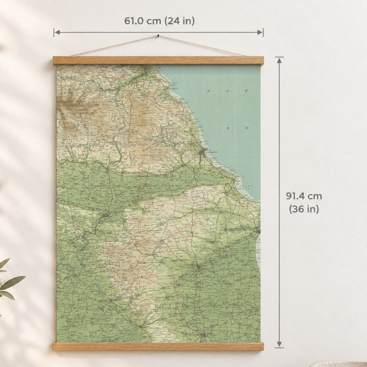 Scarborough historic map print, Bartholomew Half-Inch, 1903 — 24 × 36 in · portrait, Canvas, black hanger and Canvas, natural oak hanger and Canvas, white hanger and Fine art paper, black hanger and Fine art paper, natural oak hanger and Fine art paper, no hanger and Fine art paper, white hanger, hanger front mockup