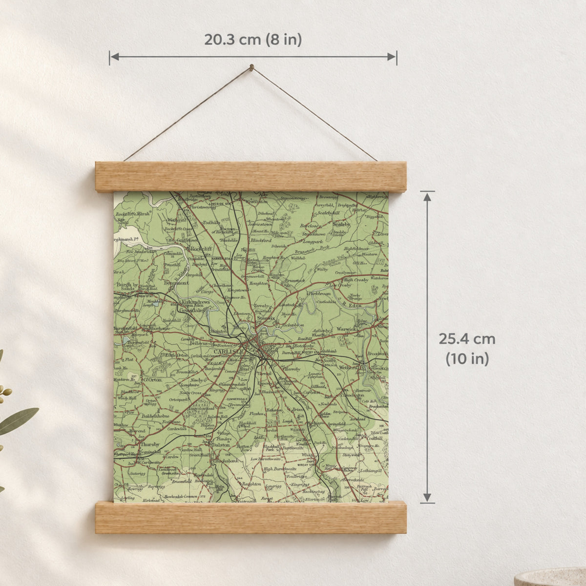 Carlisle historic map print, Bartholomew Half-Inch, 1903 — 8 × 10 in · portrait, Canvas, black hanger and Canvas, natural oak hanger and Canvas, white hanger and Fine art paper, black hanger and Fine art paper, natural oak hanger and Fine art paper, no hanger and Fine art paper, white hanger, hanger front mockup