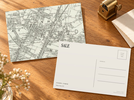 Sale historic map postcard, OS Six-inch First Edition, 1876