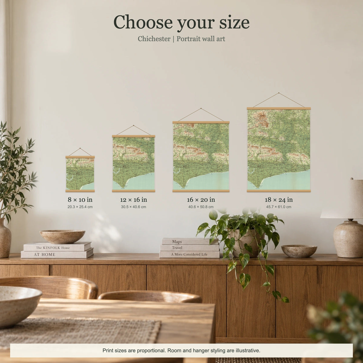 Chichester historic map print, Bartholomew Half-Inch, 1902 — 8 × 10 in · portrait, Canvas, black hanger and Canvas, natural oak hanger and Canvas, white hanger and Fine art paper, black hanger and Fine art paper, natural oak hanger and Fine art paper, no hanger and Fine art paper, white hanger, size room mockup portrait