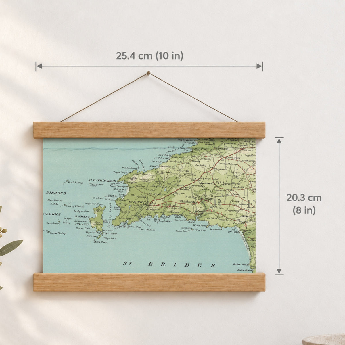 St Davids historic map print, Bartholomew Half-Inch, 1903 — 10 × 8 in · landscape, Canvas, black hanger and Canvas, natural oak hanger and Canvas, white hanger and Fine art paper, black hanger and Fine art paper, natural oak hanger and Fine art paper, no hanger and Fine art paper, white hanger, hanger front mockup