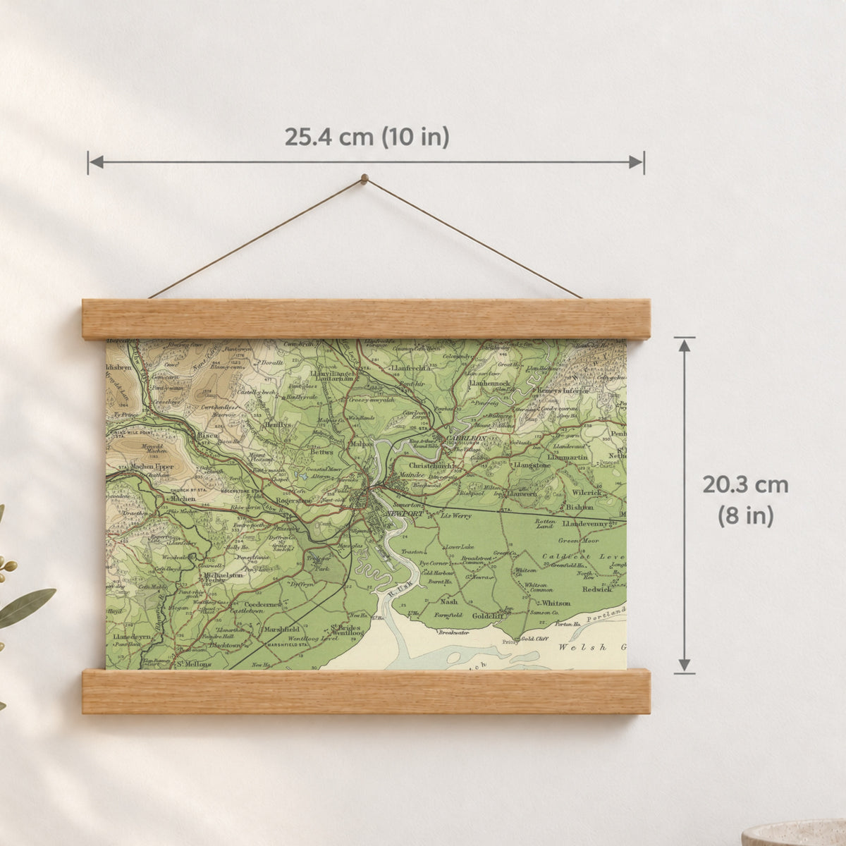 Newport historic map print, Bartholomew Half-Inch, 1904 — 10 × 8 in · landscape, Canvas, black hanger and Canvas, natural oak hanger and Canvas, white hanger and Fine art paper, black hanger and Fine art paper, natural oak hanger and Fine art paper, no hanger and Fine art paper, white hanger, hanger front mockup