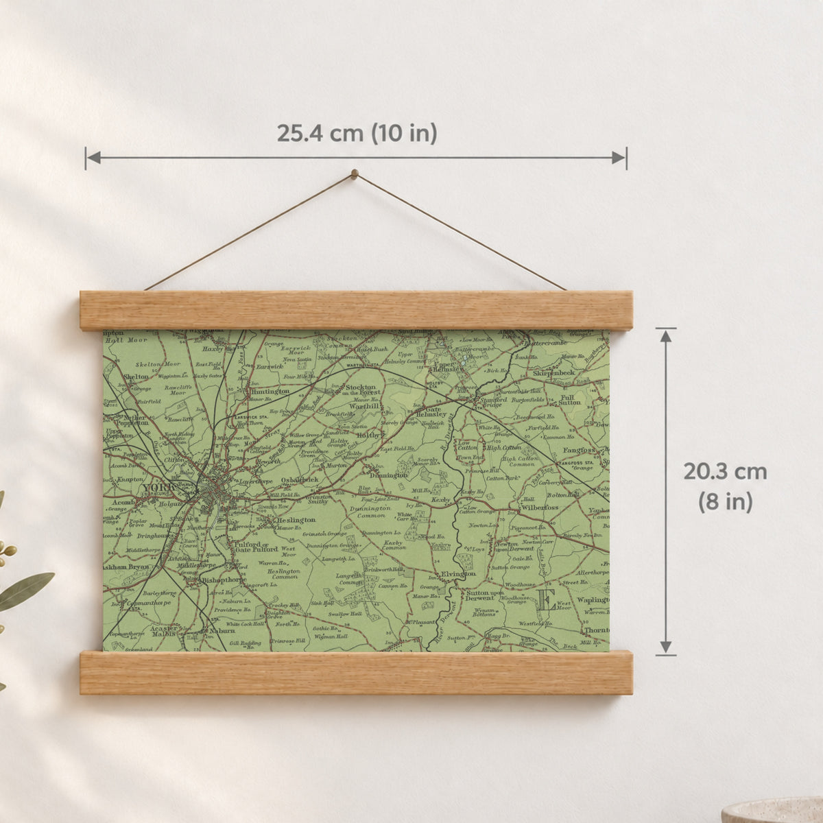 York historic map print, Bartholomew Half-Inch, 1903 — 10 × 8 in · landscape, Canvas, black hanger and Canvas, natural oak hanger and Canvas, white hanger and Fine art paper, black hanger and Fine art paper, natural oak hanger and Fine art paper, no hanger and Fine art paper, white hanger, hanger front mockup