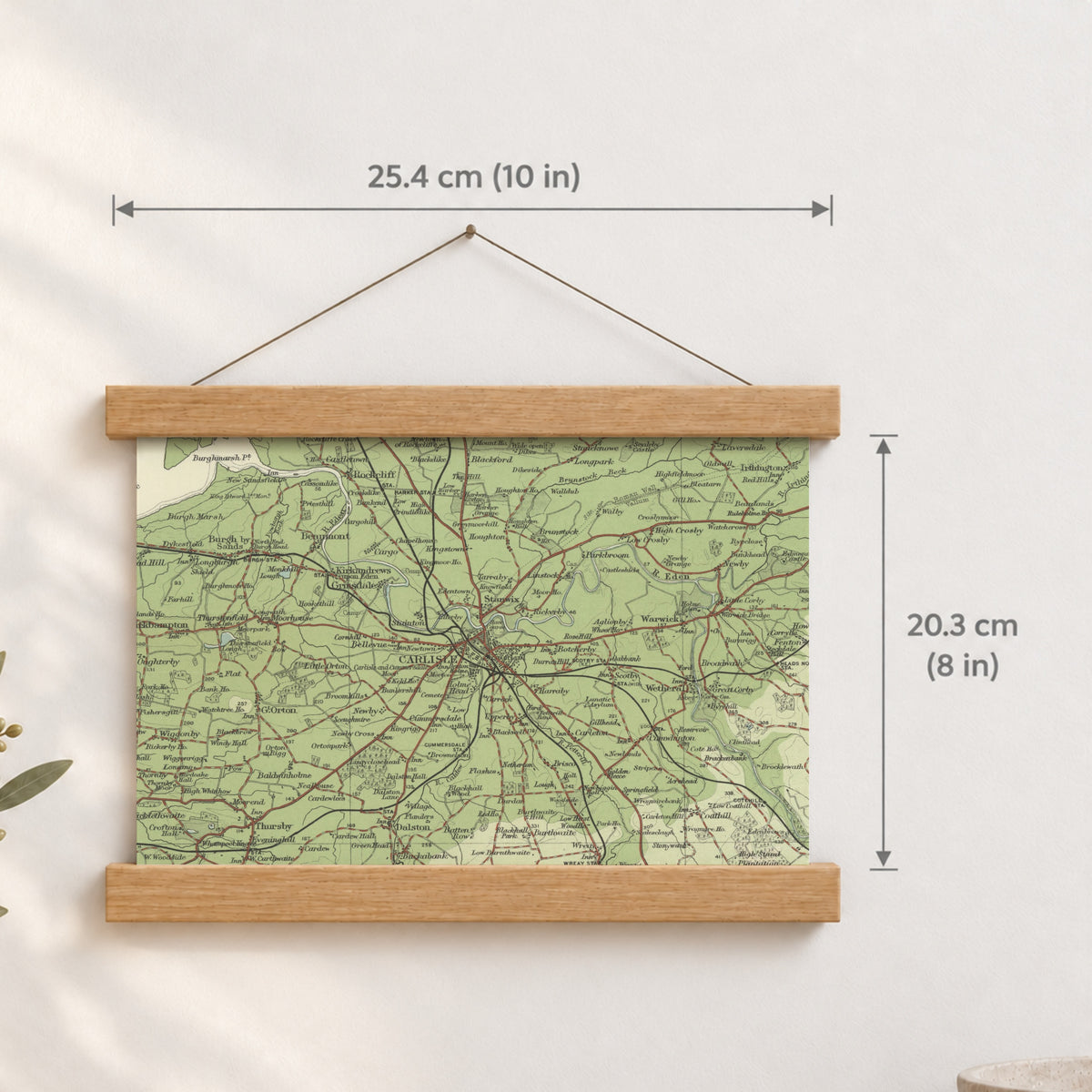 Carlisle historic map print, Bartholomew Half-Inch, 1903 — 10 × 8 in · landscape, Canvas, black hanger and Canvas, natural oak hanger and Canvas, white hanger and Fine art paper, black hanger and Fine art paper, natural oak hanger and Fine art paper, no hanger and Fine art paper, white hanger, hanger front mockup