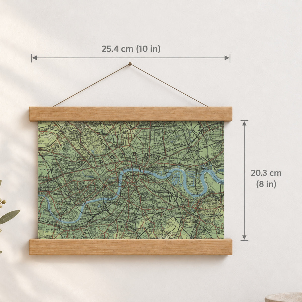London historic map print, Bartholomew Half-Inch, 1903 — 10 × 8 in · landscape, Canvas, black hanger and Canvas, natural oak hanger and Canvas, white hanger and Fine art paper, black hanger and Fine art paper, natural oak hanger and Fine art paper, no hanger and Fine art paper, white hanger, hanger front mockup