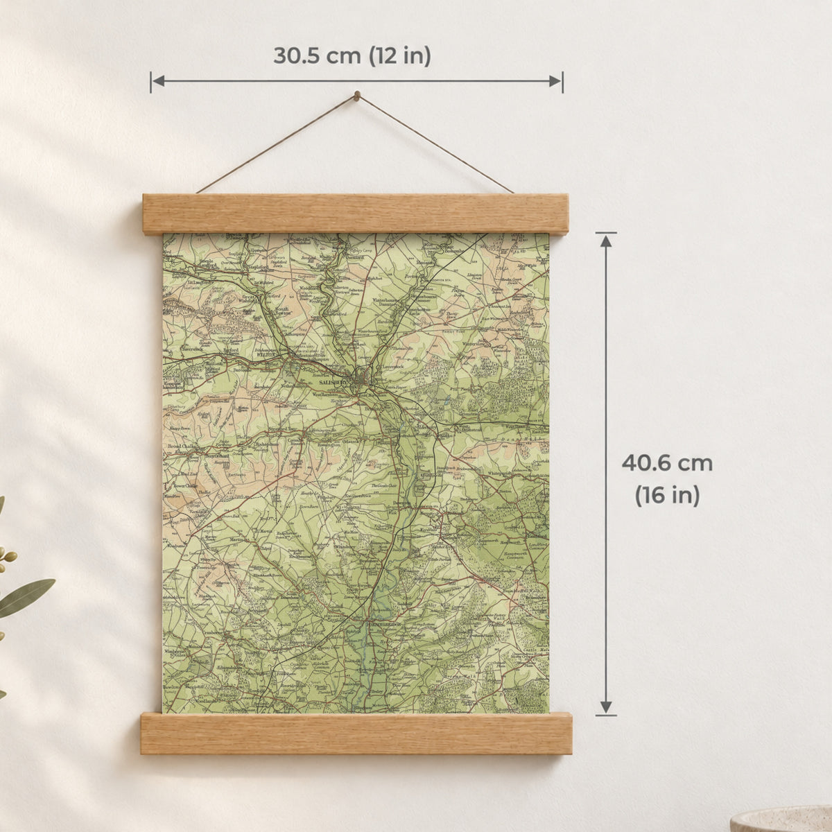 Salisbury historic map print, Bartholomew Half-Inch, 1902 — 12 × 16 in · portrait, Canvas, black hanger and Canvas, natural oak hanger and Canvas, white hanger and Fine art paper, black hanger and Fine art paper, natural oak hanger and Fine art paper, no hanger and Fine art paper, white hanger, hanger front mockup