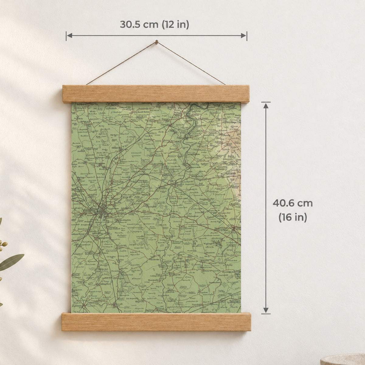 York historic map print, Bartholomew Half-Inch, 1903 — 12 × 16 in · portrait, Canvas, black hanger and Canvas, natural oak hanger and Canvas, white hanger and Fine art paper, black hanger and Fine art paper, natural oak hanger and Fine art paper, no hanger and Fine art paper, white hanger, hanger front mockup