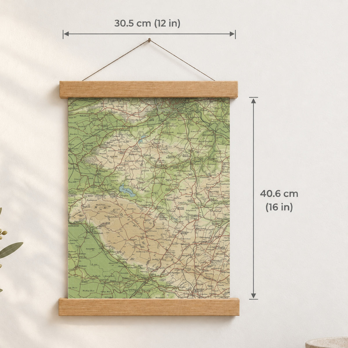Wells historic map print, Bartholomew Half-Inch, 1904 — 12 × 16 in · portrait, Canvas, black hanger and Canvas, natural oak hanger and Canvas, white hanger and Fine art paper, black hanger and Fine art paper, natural oak hanger and Fine art paper, no hanger and Fine art paper, white hanger, hanger front mockup