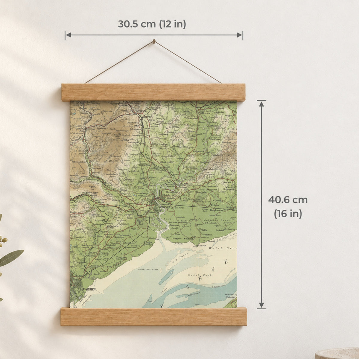 Newport historic map print, Bartholomew Half-Inch, 1904 — 12 × 16 in · portrait, Canvas, black hanger and Canvas, natural oak hanger and Canvas, white hanger and Fine art paper, black hanger and Fine art paper, natural oak hanger and Fine art paper, no hanger and Fine art paper, white hanger, hanger front mockup