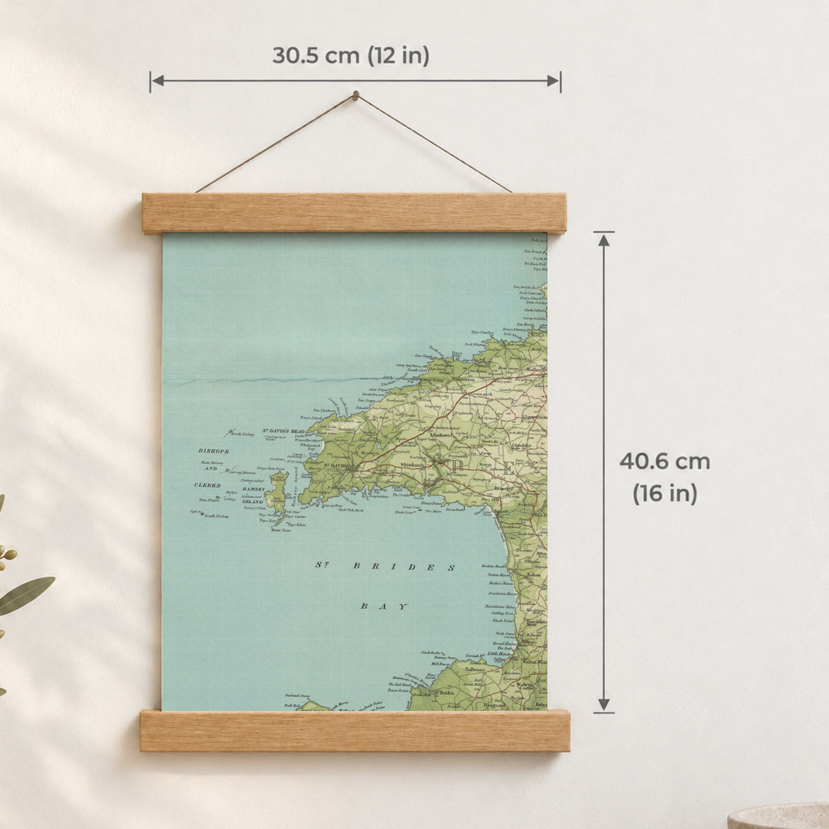 St Davids historic map print, Bartholomew Half-Inch, 1903 — 12 × 16 in · portrait, Canvas, black hanger and Canvas, natural oak hanger and Canvas, white hanger and Fine art paper, black hanger and Fine art paper, natural oak hanger and Fine art paper, no hanger and Fine art paper, white hanger, hanger front mockup