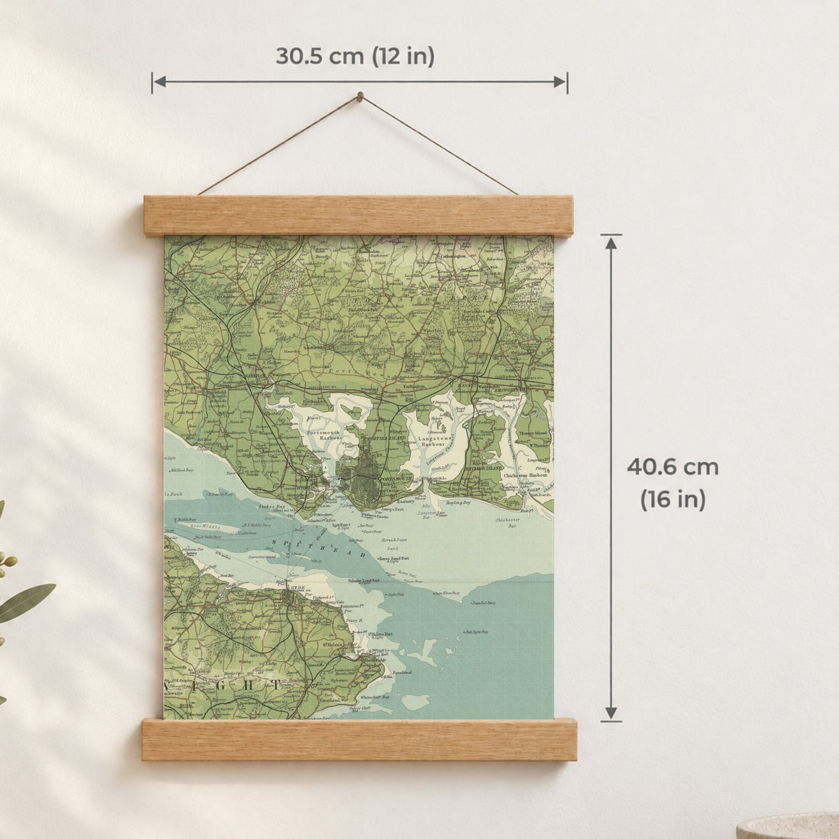 Portsmouth historic map print, Bartholomew Half-Inch, 1902 — 12 × 16 in · portrait, Canvas, black hanger and Canvas, natural oak hanger and Canvas, white hanger and Fine art paper, black hanger and Fine art paper, natural oak hanger and Fine art paper, no hanger and Fine art paper, white hanger, hanger front mockup