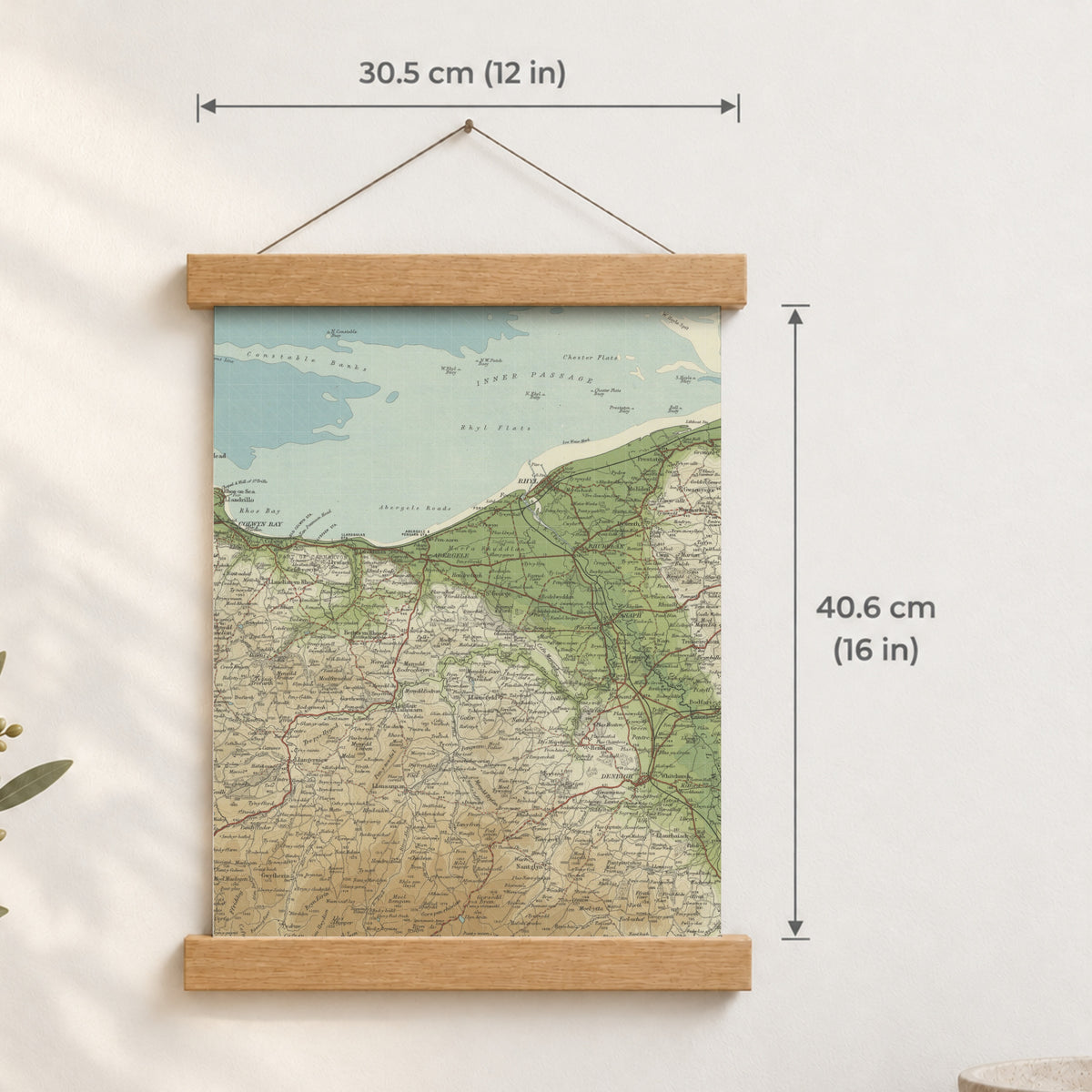 St Asaph historic map print, Bartholomew Half-Inch, 1904 — 12 × 16 in · portrait, Canvas, black hanger and Canvas, natural oak hanger and Canvas, white hanger and Fine art paper, black hanger and Fine art paper, natural oak hanger and Fine art paper, no hanger and Fine art paper, white hanger, hanger front mockup