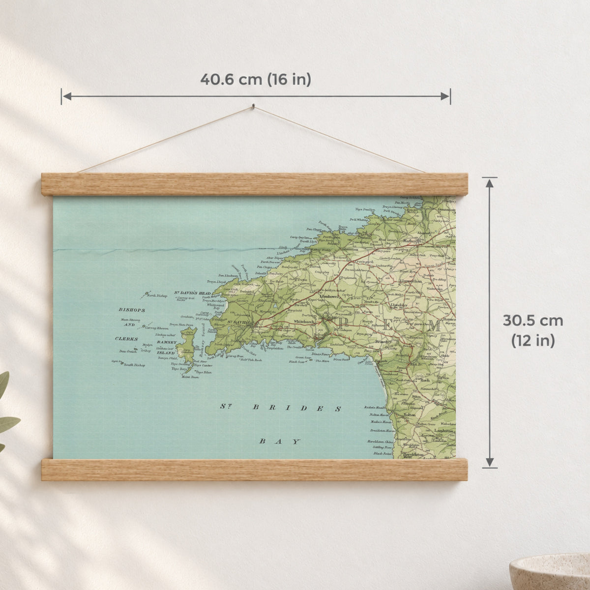 St Davids historic map print, Bartholomew Half-Inch, 1903 — 16 × 12 in · landscape, Canvas, black hanger and Canvas, natural oak hanger and Canvas, white hanger and Fine art paper, black hanger and Fine art paper, natural oak hanger and Fine art paper, no hanger and Fine art paper, white hanger, hanger front mockup