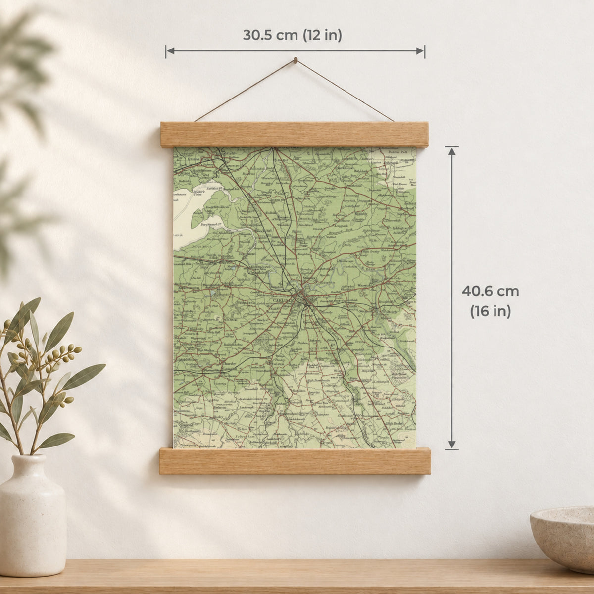 Carlisle historic map print, Bartholomew Half-Inch, 1903 — 12 × 16 in · portrait, Canvas, black hanger and Canvas, natural oak hanger and Canvas, white hanger and Fine art paper, black hanger and Fine art paper, natural oak hanger and Fine art paper, no hanger and Fine art paper, white hanger, hanger front mockup