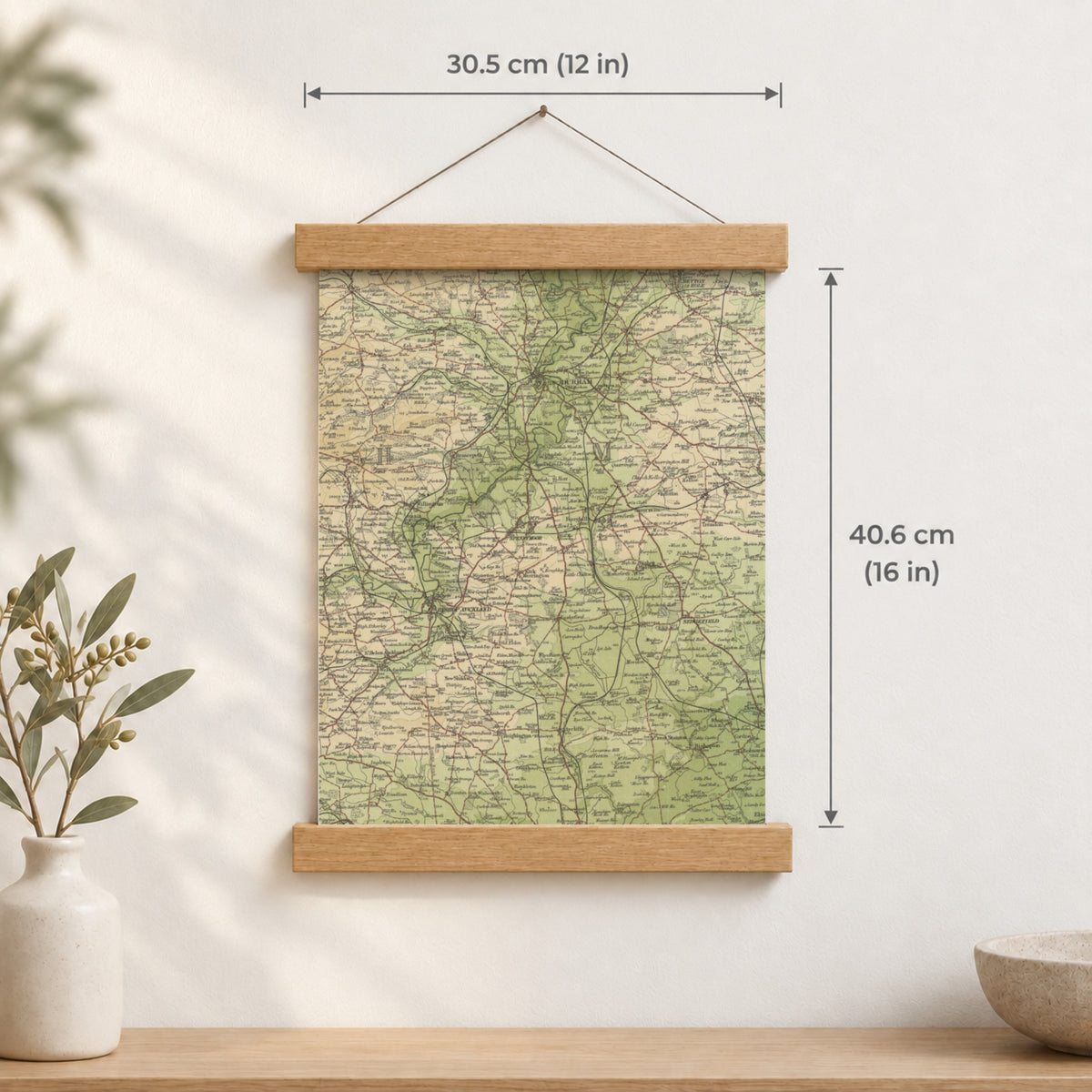 Durham historic map print, Bartholomew Half-Inch, 1904 — 12 × 16 in · portrait, Canvas, black hanger and Canvas, natural oak hanger and Canvas, white hanger and Fine art paper, black hanger and Fine art paper, natural oak hanger and Fine art paper, no hanger and Fine art paper, white hanger, hanger front mockup