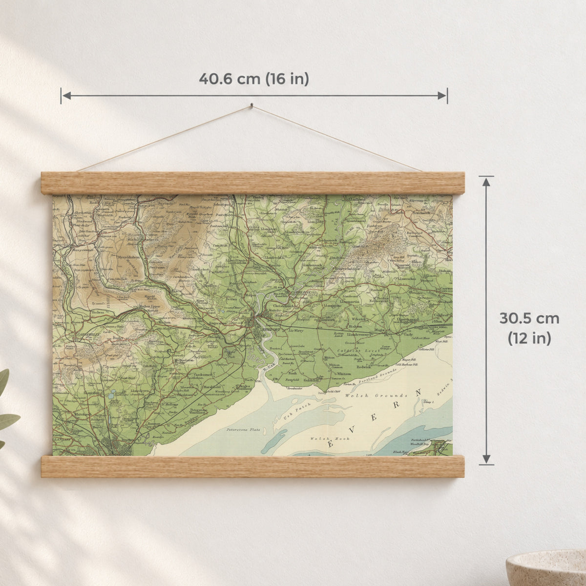 Newport historic map print, Bartholomew Half-Inch, 1904 — 16 × 12 in · landscape, Canvas, black hanger and Canvas, natural oak hanger and Canvas, white hanger and Fine art paper, black hanger and Fine art paper, natural oak hanger and Fine art paper, no hanger and Fine art paper, white hanger, hanger front mockup