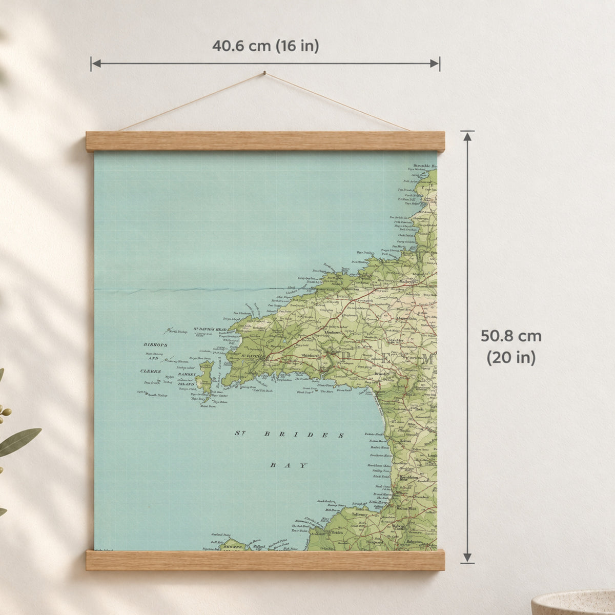 St Davids historic map print, Bartholomew Half-Inch, 1903 — 16 × 20 in · portrait, Canvas, black hanger and Canvas, natural oak hanger and Canvas, white hanger and Fine art paper, black hanger and Fine art paper, natural oak hanger and Fine art paper, no hanger and Fine art paper, white hanger, hanger front mockup