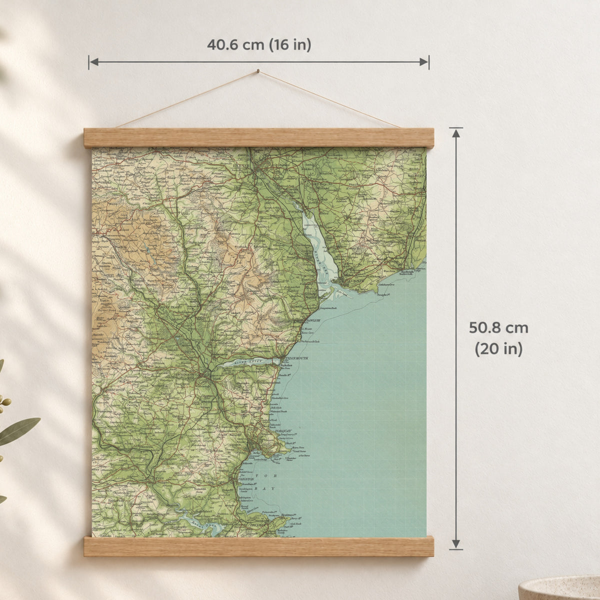 Exeter historic map print, Bartholomew Half-Inch, 1903 — 16 × 20 in · portrait, Canvas, black hanger and Canvas, natural oak hanger and Canvas, white hanger and Fine art paper, black hanger and Fine art paper, natural oak hanger and Fine art paper, no hanger and Fine art paper, white hanger, hanger front mockup