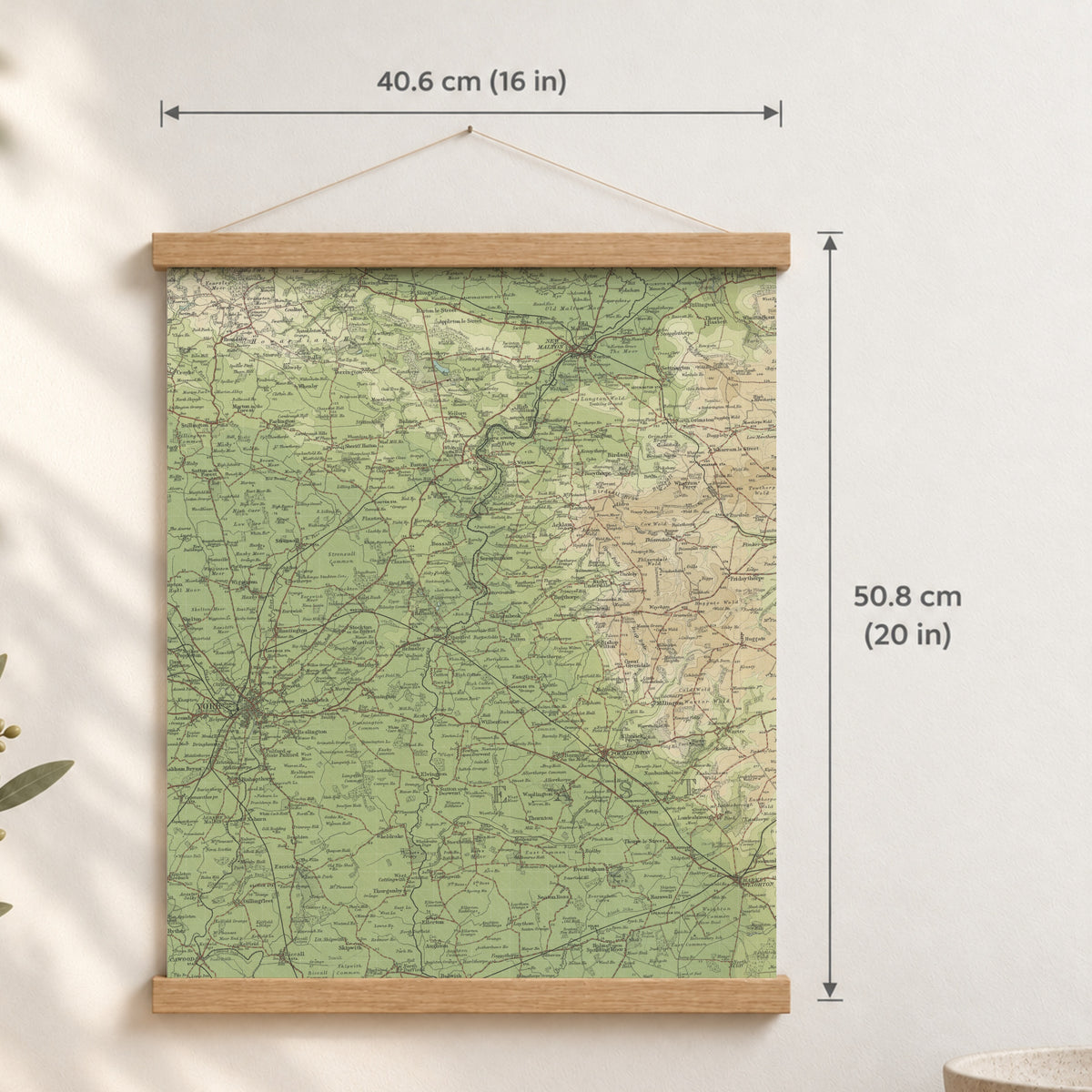 York historic map print, Bartholomew Half-Inch, 1903 — 16 × 20 in · portrait, Canvas, black hanger and Canvas, natural oak hanger and Canvas, white hanger and Fine art paper, black hanger and Fine art paper, natural oak hanger and Fine art paper, no hanger and Fine art paper, white hanger, hanger front mockup