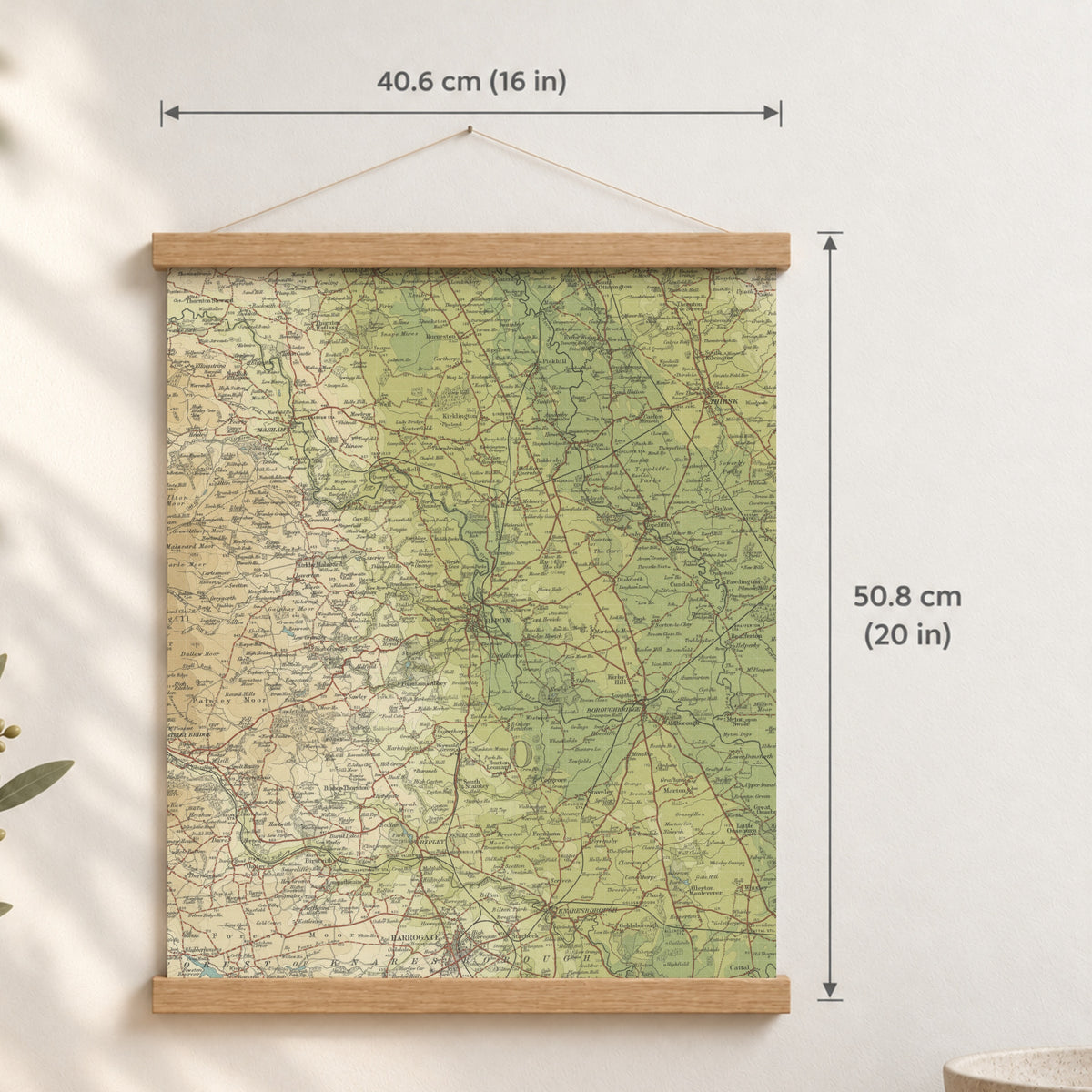 Ripon historic map print, Bartholomew Half-Inch, 1906 — 16 × 20 in · portrait, Canvas, black hanger and Canvas, natural oak hanger and Canvas, white hanger and Fine art paper, black hanger and Fine art paper, natural oak hanger and Fine art paper, no hanger and Fine art paper, white hanger, hanger front mockup