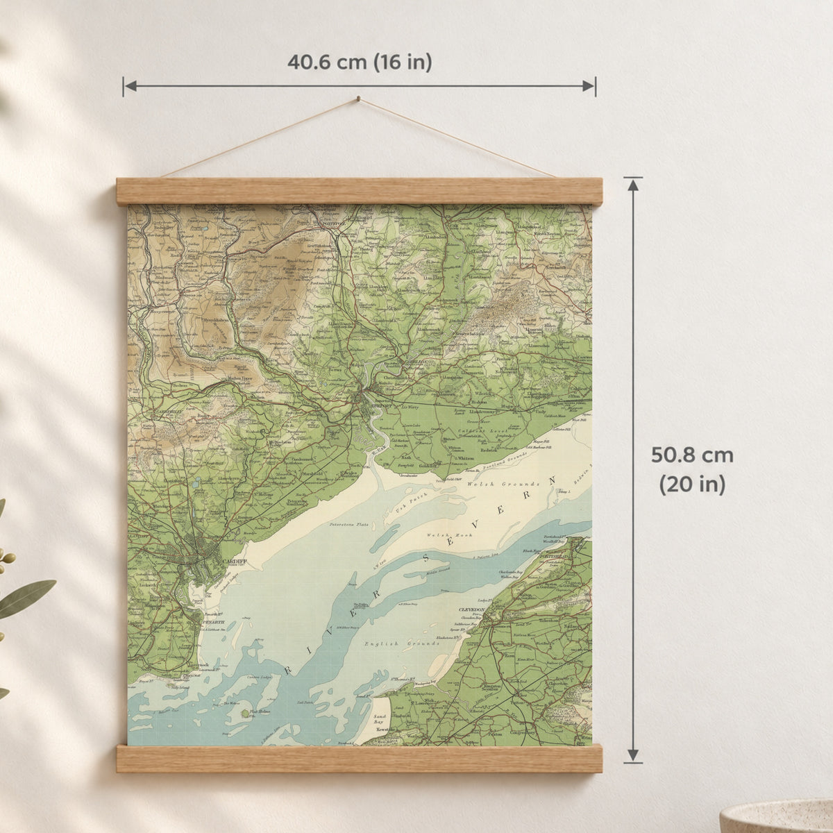 Newport historic map print, Bartholomew Half-Inch, 1904 — 16 × 20 in · portrait, Canvas, black hanger and Canvas, natural oak hanger and Canvas, white hanger and Fine art paper, black hanger and Fine art paper, natural oak hanger and Fine art paper, no hanger and Fine art paper, white hanger, hanger front mockup