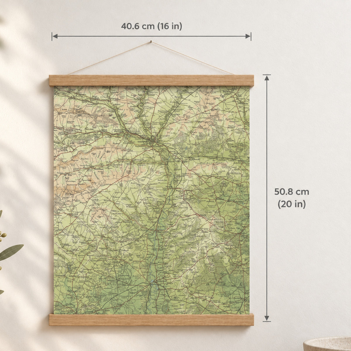 Salisbury historic map print, Bartholomew Half-Inch, 1902 — 16 × 20 in · portrait, Canvas, black hanger and Canvas, natural oak hanger and Canvas, white hanger and Fine art paper, black hanger and Fine art paper, natural oak hanger and Fine art paper, no hanger and Fine art paper, white hanger, hanger front mockup