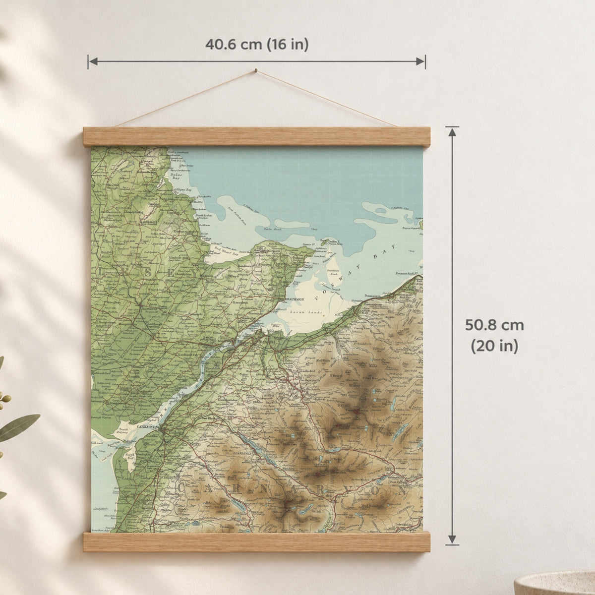 Bangor historic map print, Bartholomew Half-Inch, 1904 — 16 × 20 in · portrait, Canvas, black hanger and Canvas, natural oak hanger and Canvas, white hanger and Fine art paper, black hanger and Fine art paper, natural oak hanger and Fine art paper, no hanger and Fine art paper, white hanger, hanger front mockup
