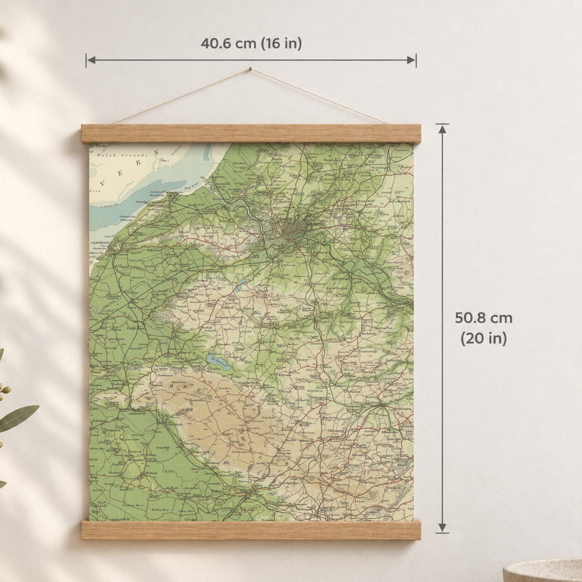 Wells historic map print, Bartholomew Half-Inch, 1904 — 16 × 20 in · portrait, Canvas, black hanger and Canvas, natural oak hanger and Canvas, white hanger and Fine art paper, black hanger and Fine art paper, natural oak hanger and Fine art paper, no hanger and Fine art paper, white hanger, hanger front mockup