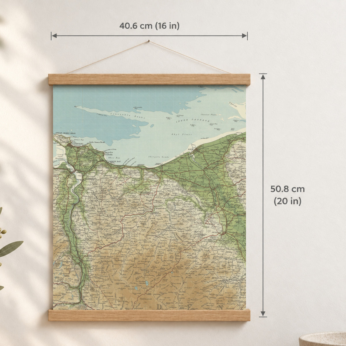 St Asaph historic map print, Bartholomew Half-Inch, 1904 — 16 × 20 in · portrait, Canvas, black hanger and Canvas, natural oak hanger and Canvas, white hanger and Fine art paper, black hanger and Fine art paper, natural oak hanger and Fine art paper, no hanger and Fine art paper, white hanger, hanger front mockup