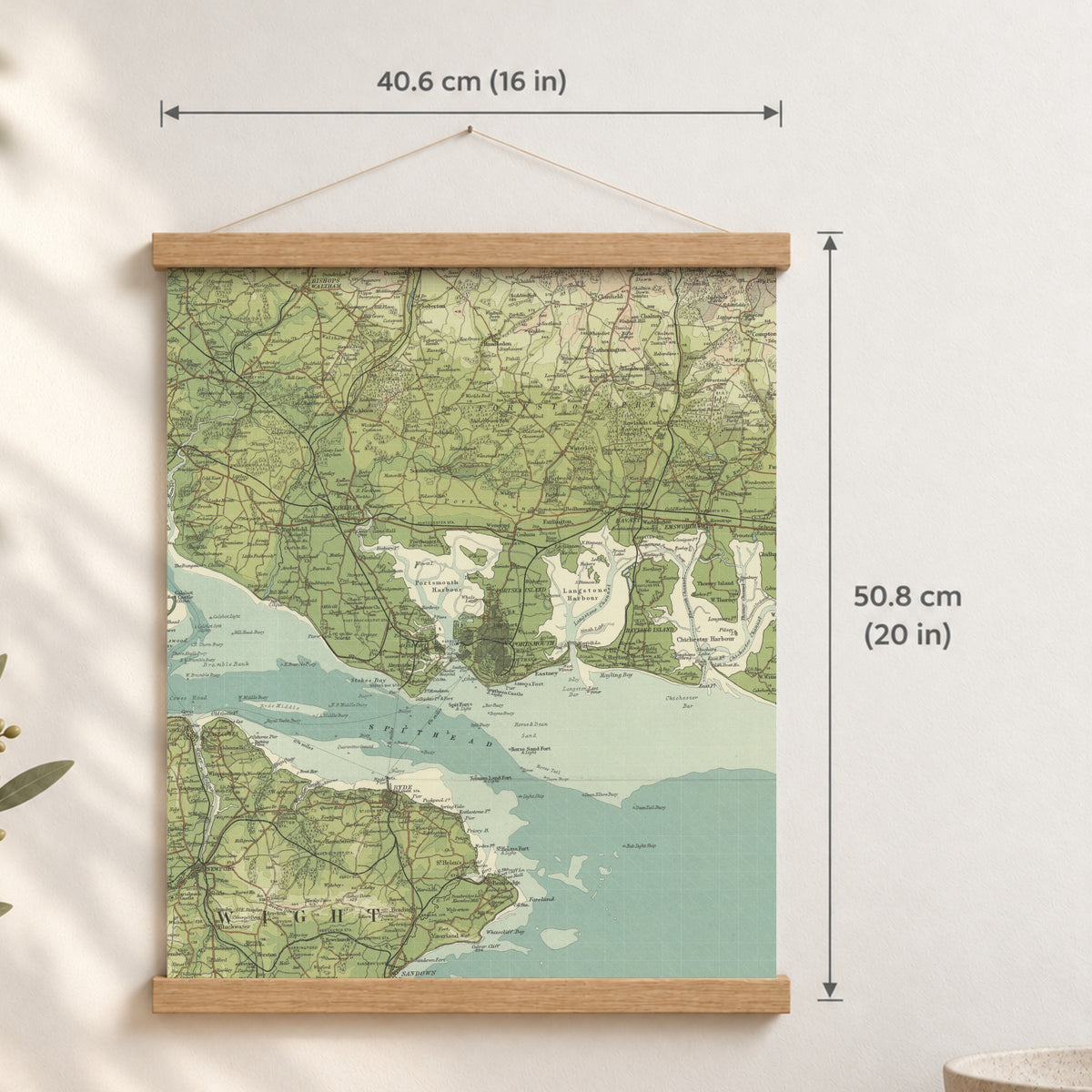 Portsmouth historic map print, Bartholomew Half-Inch, 1902 — 16 × 20 in · portrait, Canvas, black hanger and Canvas, natural oak hanger and Canvas, white hanger and Fine art paper, black hanger and Fine art paper, natural oak hanger and Fine art paper, no hanger and Fine art paper, white hanger, hanger front mockup